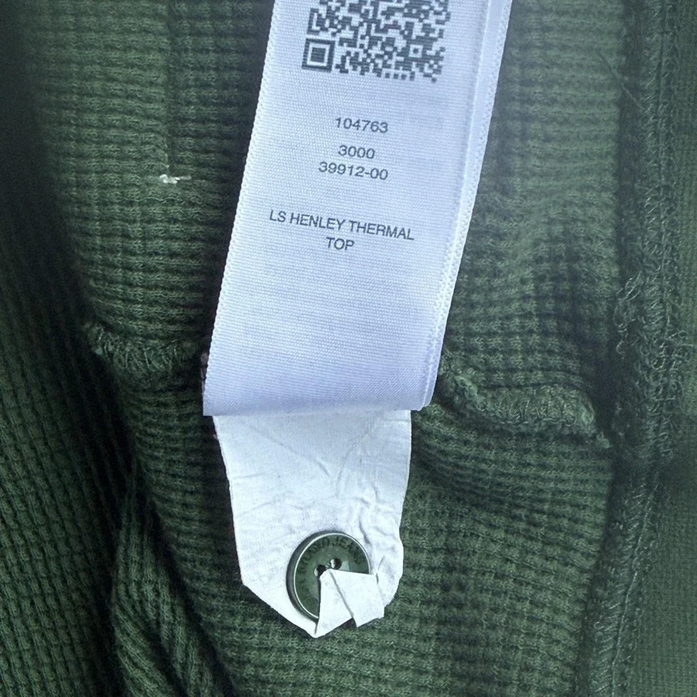 True Religion Shirt Mens 3XL Green Waffle Thermal Long Sleeve Henley Patch Logo